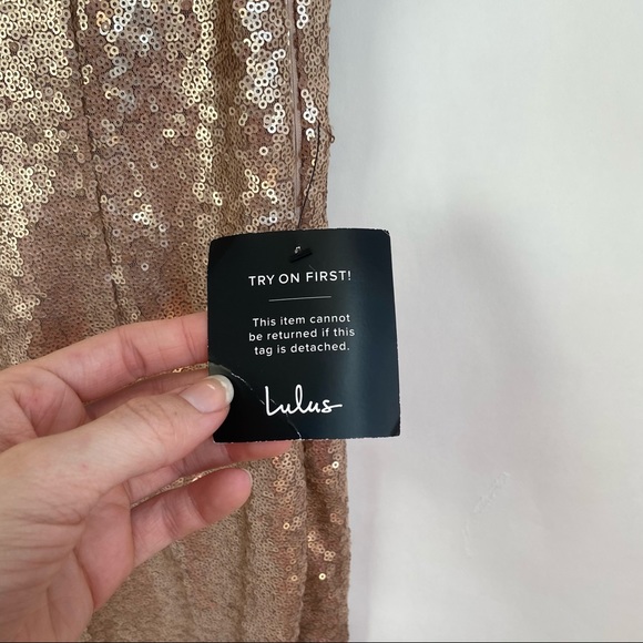 Lulu’s Rose Gold Sequin Mini Dress L. NWT - Picture 5 of 12